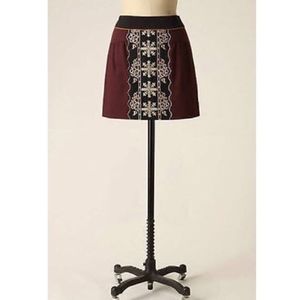 Floreat Plum Purple Black Floral Embroidered Skirt - image 1